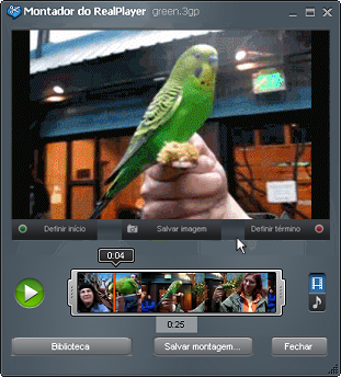 Montador do RealPlayer com vídeo carregado