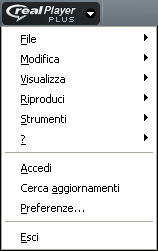 Menu di RealPlayer