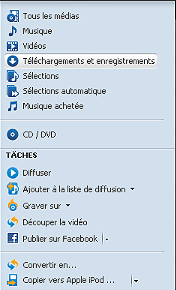 Barre latérale dans Ma Bibliothèque