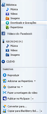 barra lateral em minha biblioteca